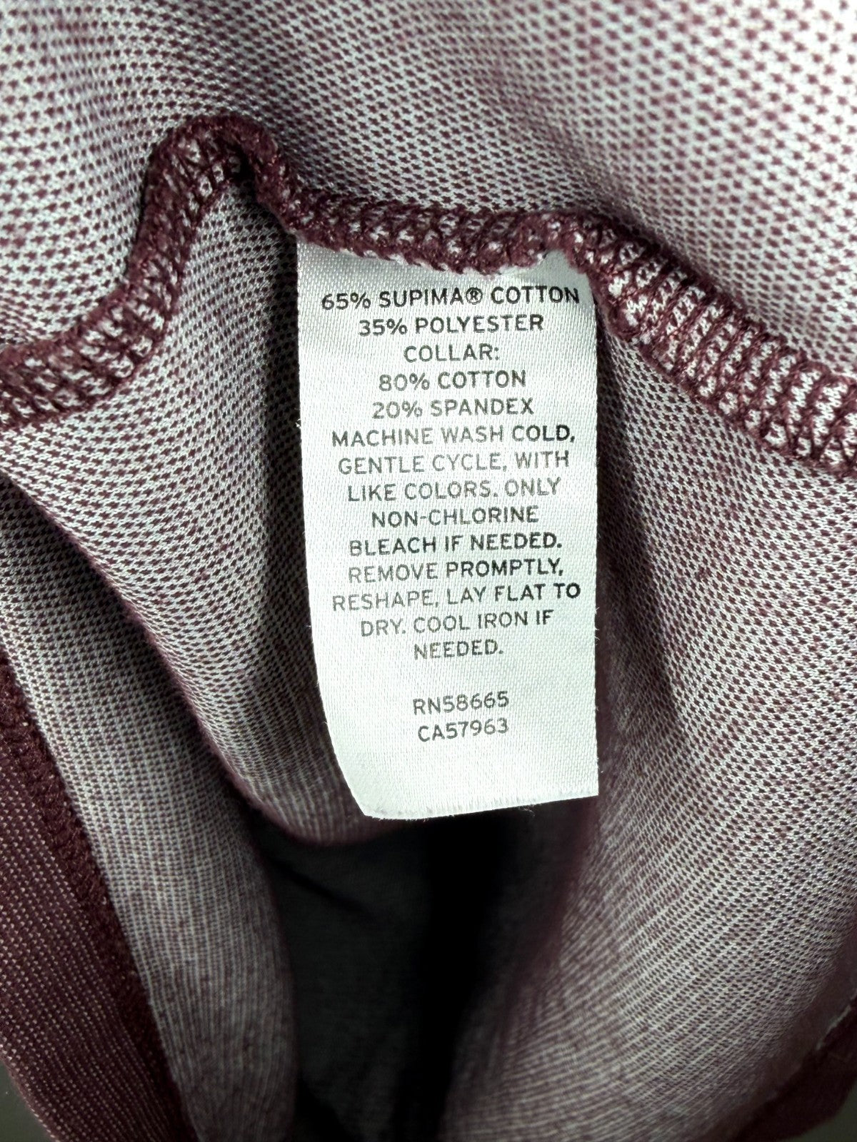 Nordstrom Men's Shop Size Small S Polo Shirt Short Sleeve Burgundy Supima Cotton