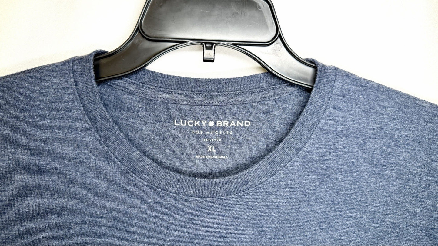Lucky Brand Shirt Men's XL Blue The Original 4 Leaf Clover Brand Short Sleeve