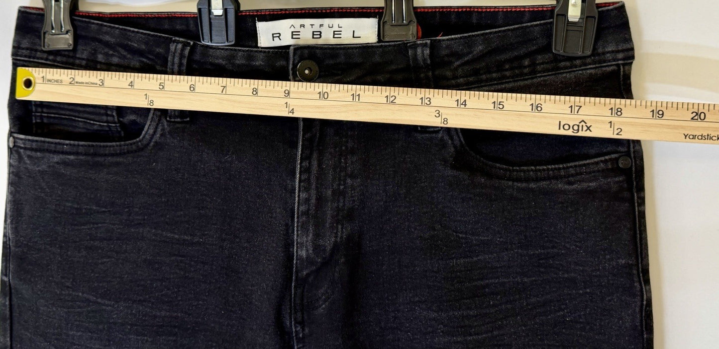 Artful Rebel Jeans Mens 34x32 Black Jax Slim Fit Straight Leg Stretch NWOT