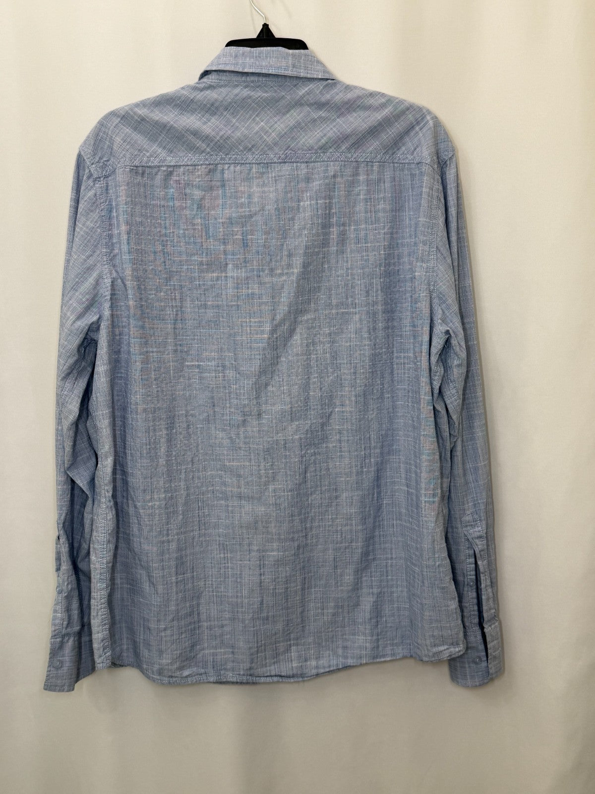 American Rag Mens Shirt XL Blue Chambray Crosshatch Long Sleeve Double Pocket