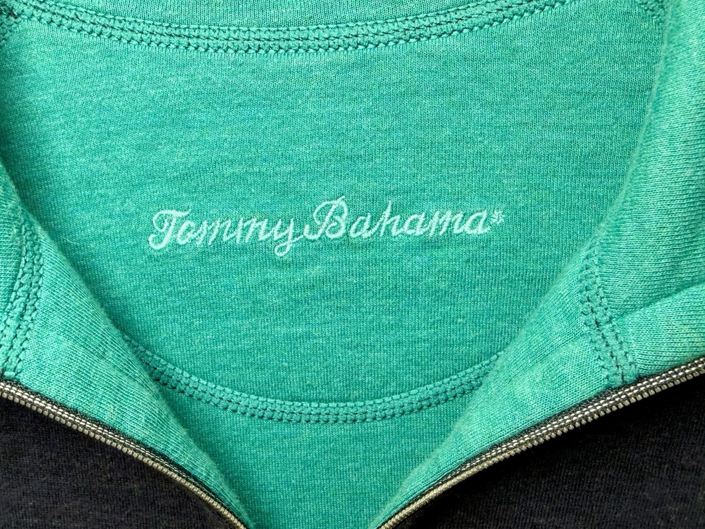 Tommy Bahama Flipshore Reversible Half Zip Pullover Women’s Large L Navy Teal