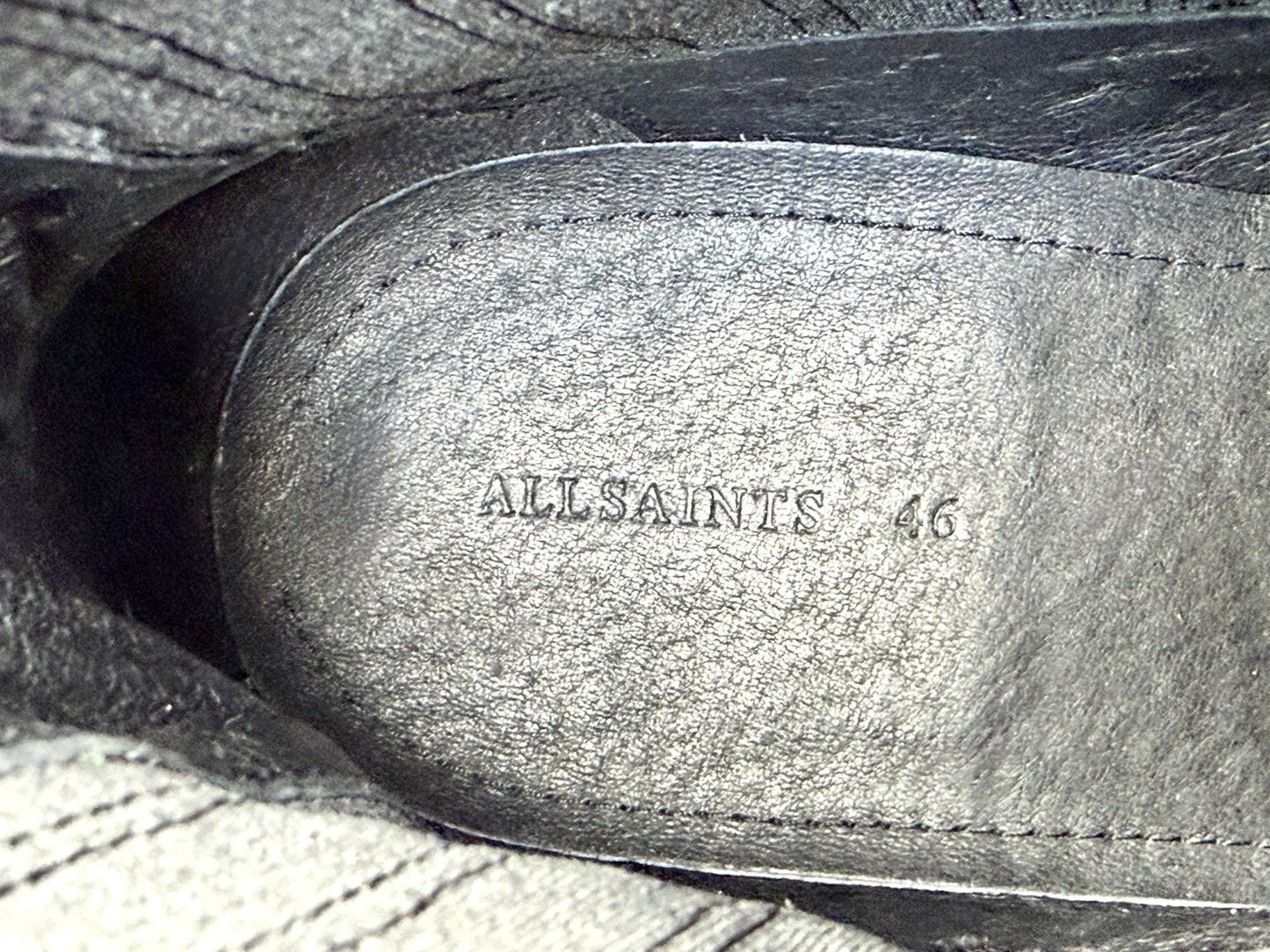 AllSaints Bloom Men's Chelsea Boots Washed Black Leather Lug Sole Size 46 US 13