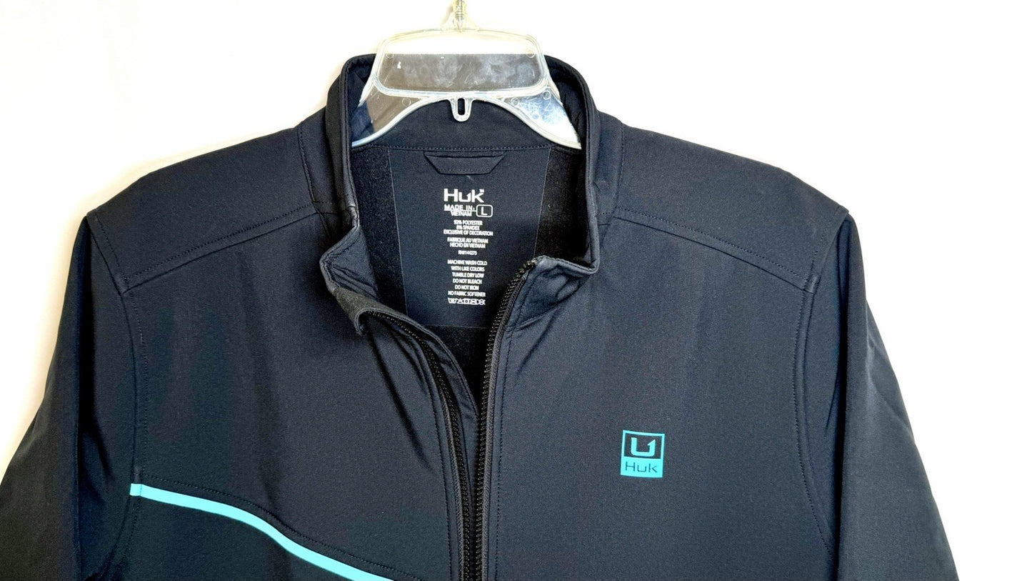 HUK CROSSLAKE WINDBLOCK JACKET / MEN’S SIZE LARGE / BLACK-BLUE