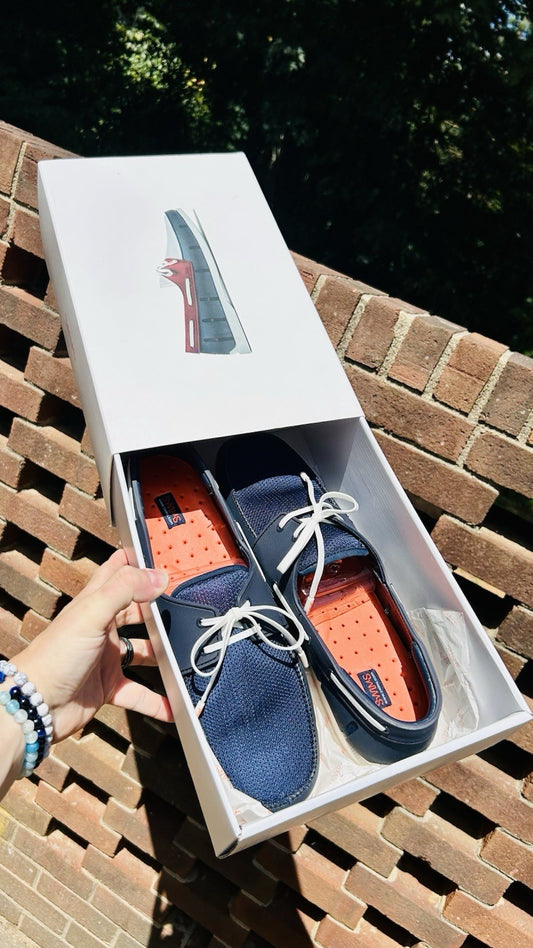NIB SWIMS Men's Size 12 Boat Loafers Laced Waterproof Washable Shoes Blue/White