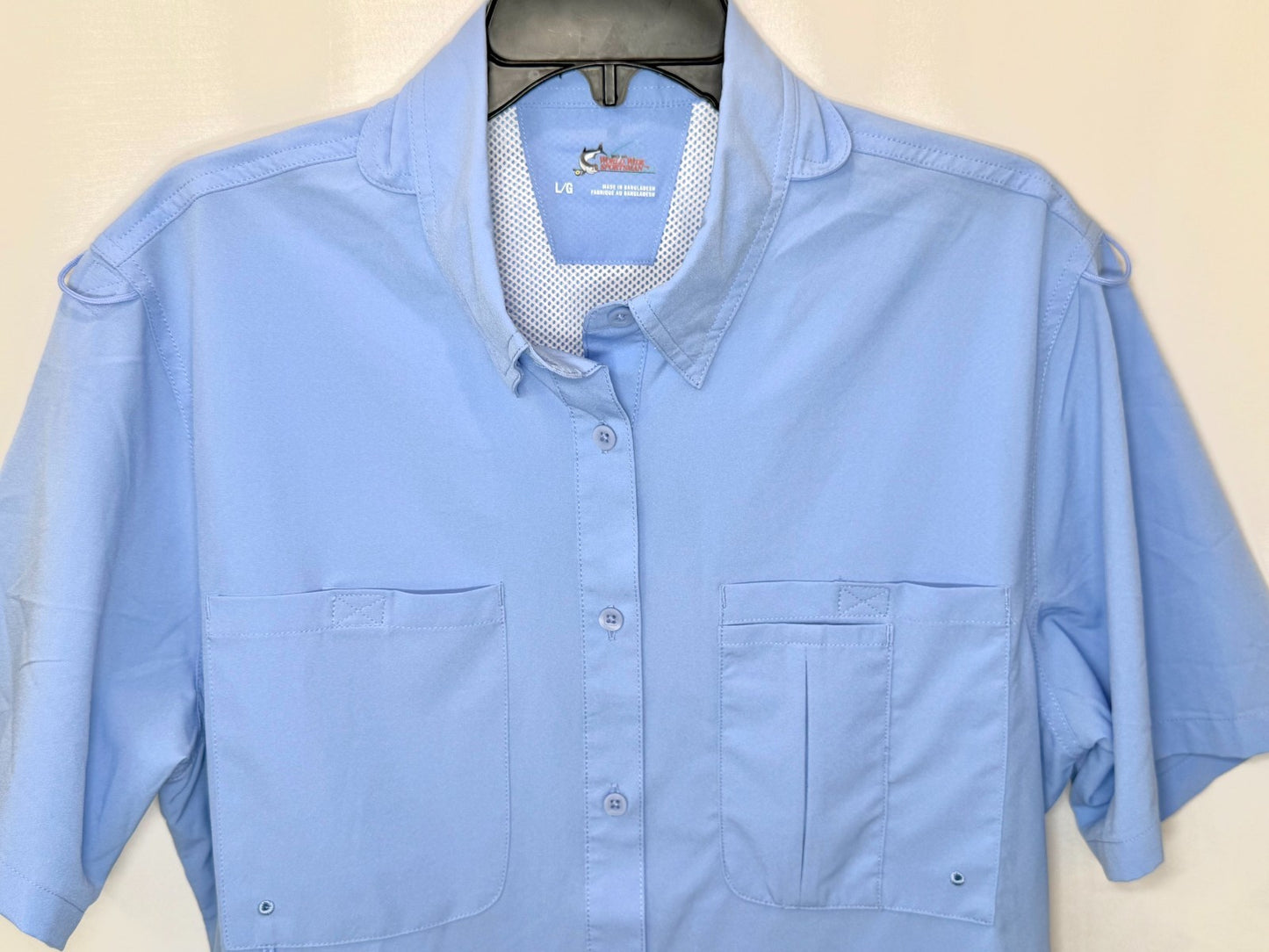World Wide Sportsman Men's Large Blue Short Sleeve Vented Fishing Button Up