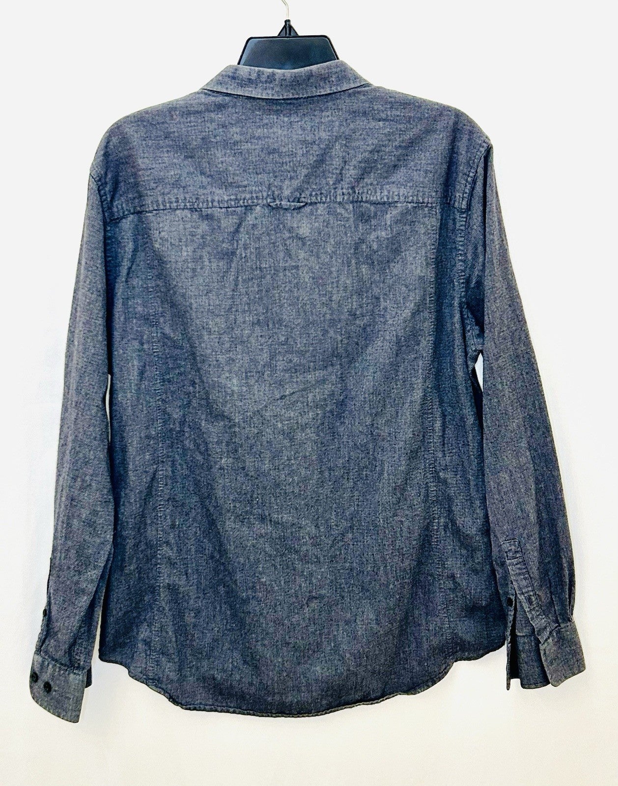 Kenneth Cole New York Men's Large Embroidered Button Up Shirt Gray Cotton