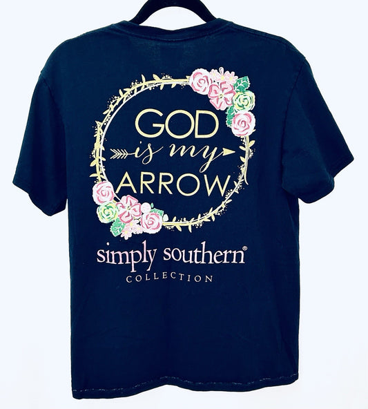 Simply Southern Women’s “God Is My Arrow” T shirt Size Medium