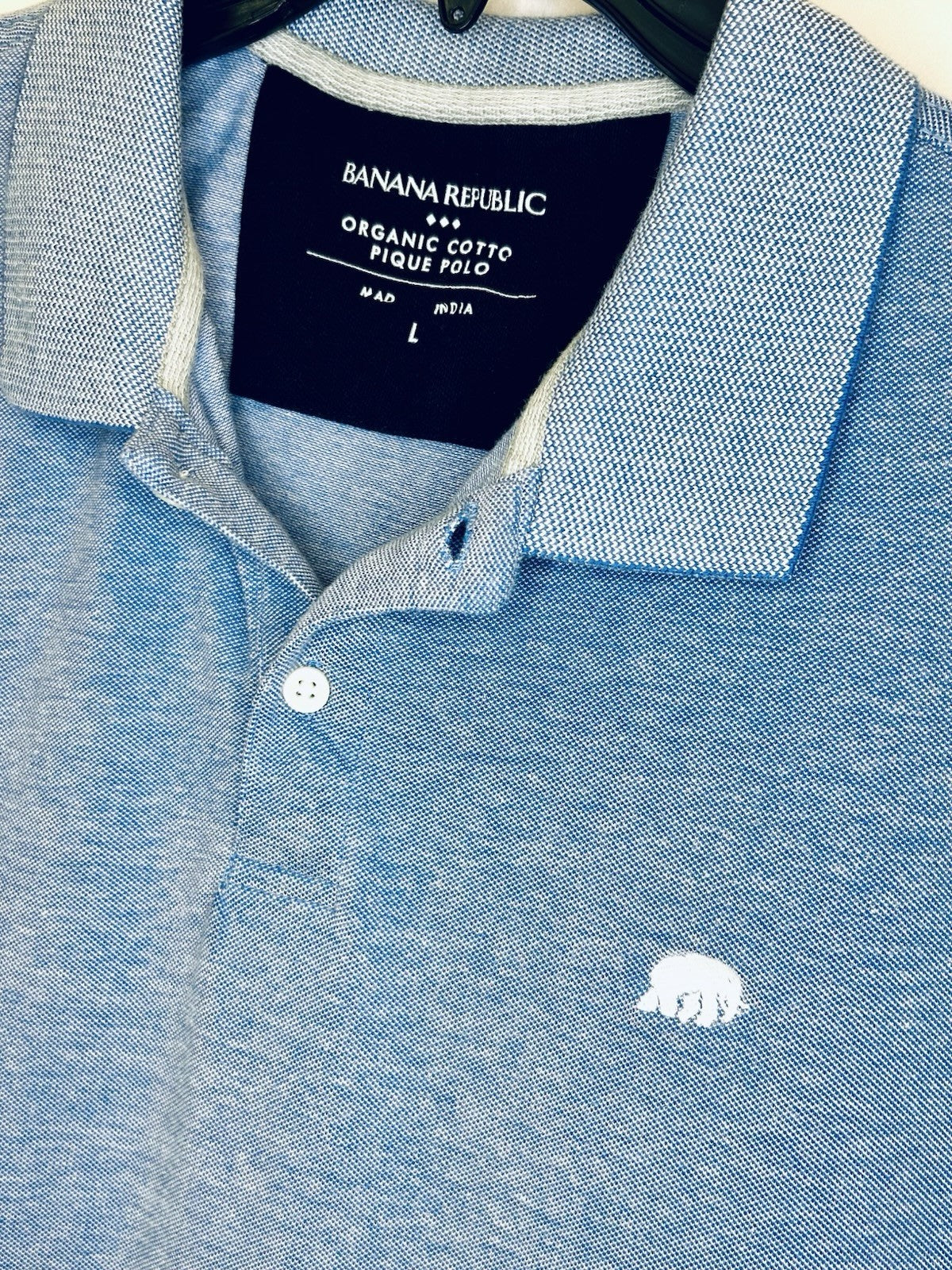 Banana Republic Polo Shirt Stretch Size Large Navy Blue Mens Short Sleeve