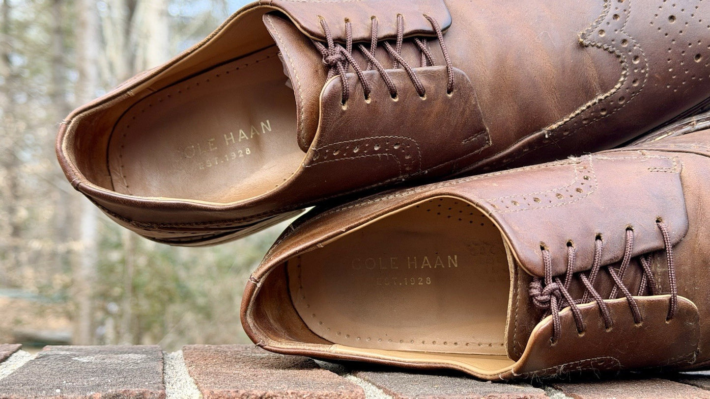 Cole Haan Men's Warren Welt Wingtip Oxford Brown Leather Size 11.5 M