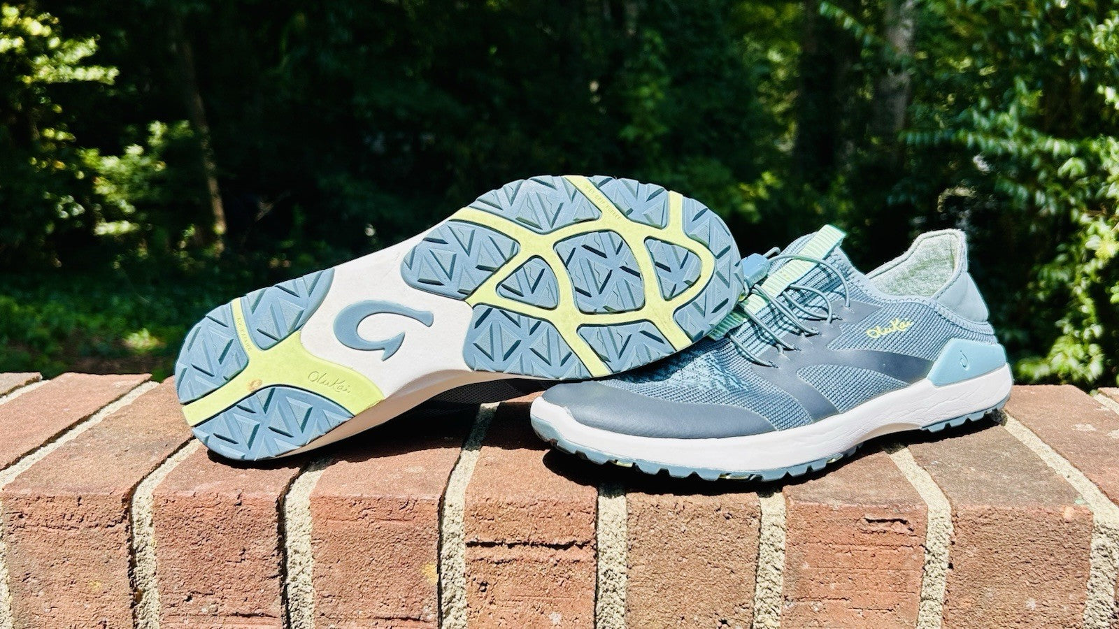 Olukai Women's Miki Trainer Athletic Casual Shoe Iron / Mineral Blue Size 7M