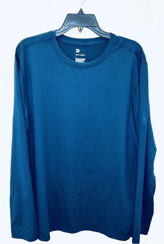 ALL IN MOTION Midnight Blue Crewneck Long Sleeve Men's Performance T-Shirt Large