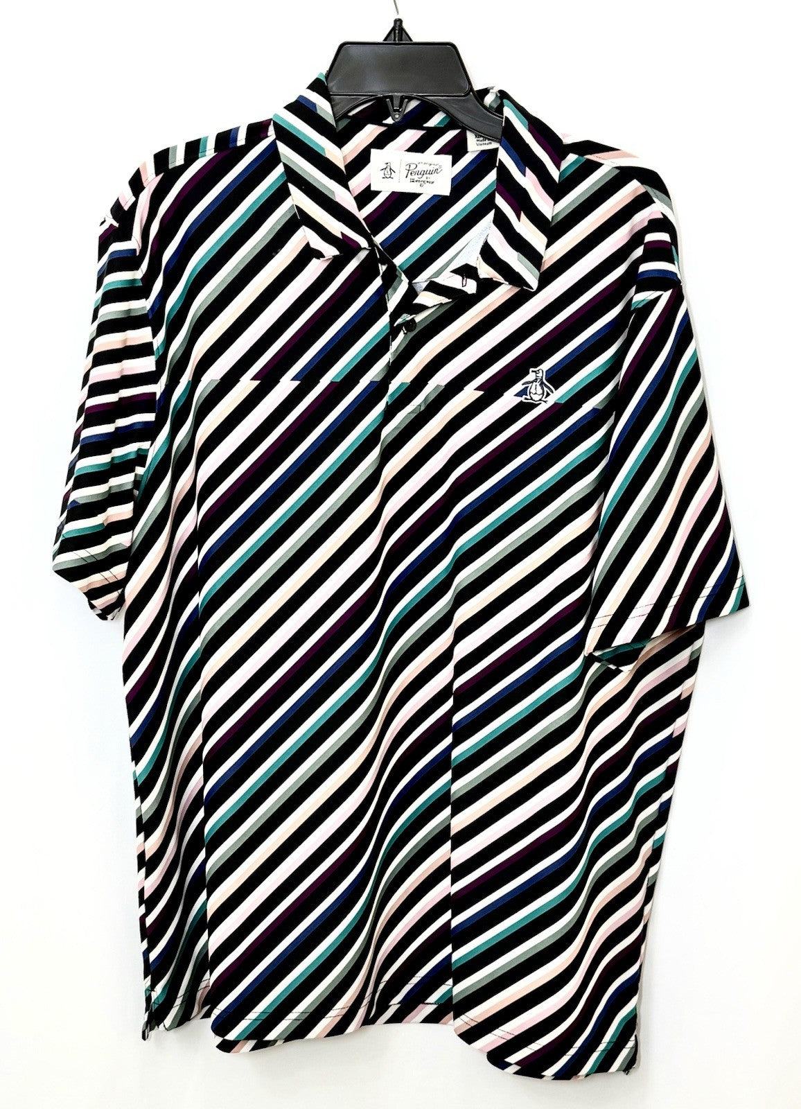 PENGUIN Men's Polo Shirt XL by Munsingwear Performance Stretch Golf Multi Strip