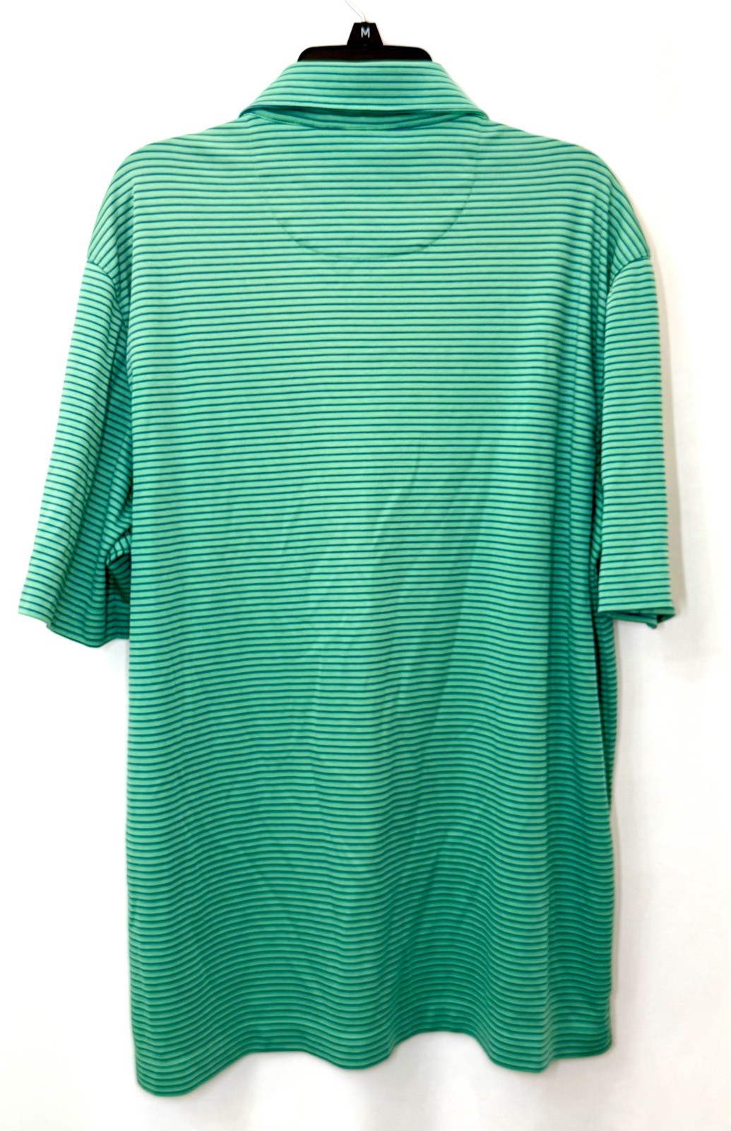 UNTUCKit Shirt Mens Large Axios Green Blue Striped 100% Cotton Polo Short Sleeve