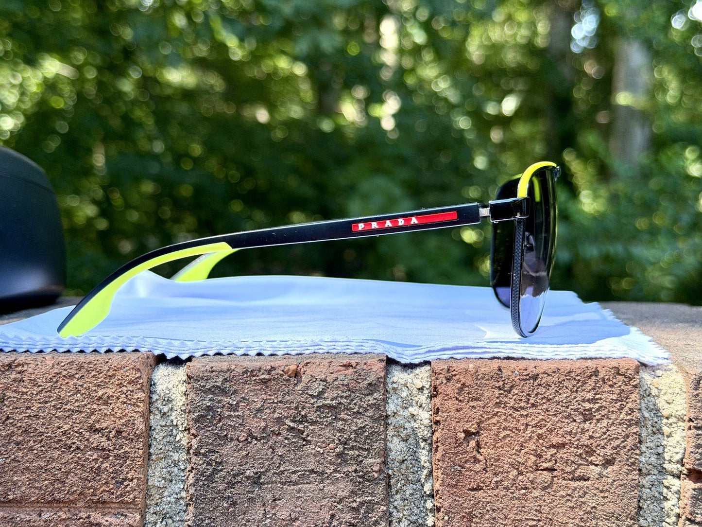 Prada Linea Rossa PS 50YS Sunglasses Matte Black Neon Yellow Aviator 62mm W/ COA