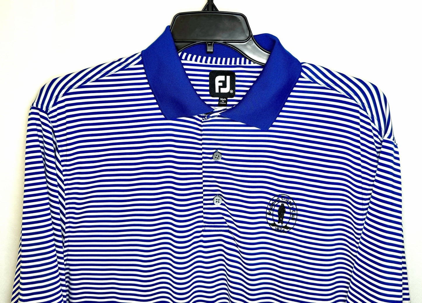 FootJoy FJ Blue & White Stripe Short Sleeve Mens Size M Golf Polo Active Shirt