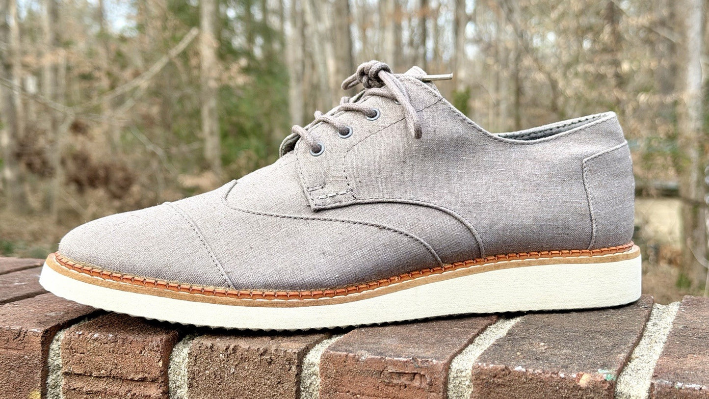 TOMS Brogue Oxford Men’s Size 11 - Dary Gray Leather/Washed Canvas - New w/o Box