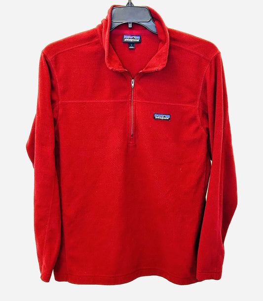 Patagonia Sweater Mens Large Red Quarter Zip Pullover Knit Fleece Outdoors