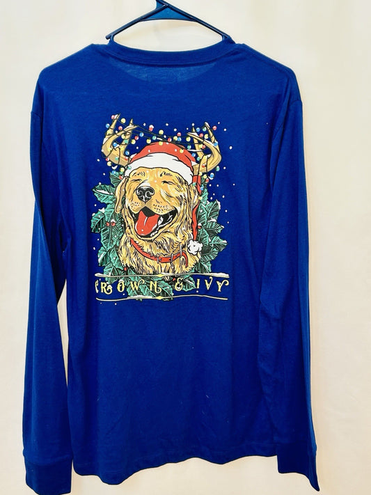 NWT Crown & Ivy Blue Men’s Medium Long Sleeve Graphic Tshirt