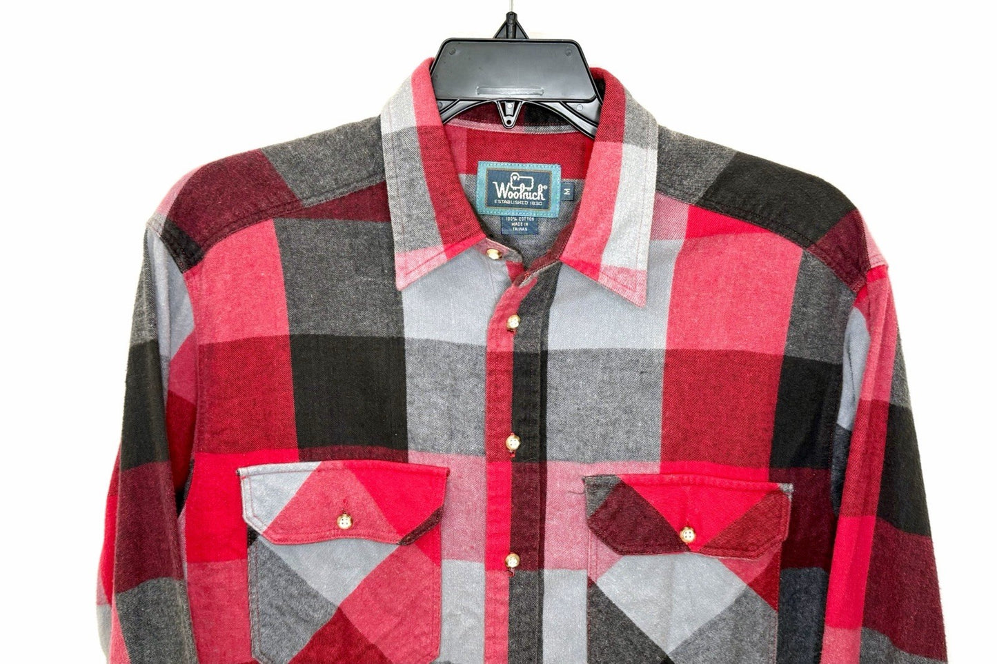 Vintage Woolrich Flannel Shirt Men’s Medium Red Black Gray Buffalo