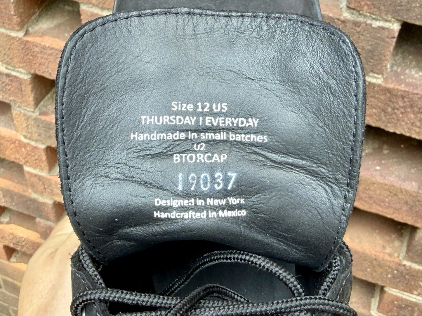 Thursday Boot Co Captain Black Matte Leather Cap Toe Boots Men's Size 12 Regular