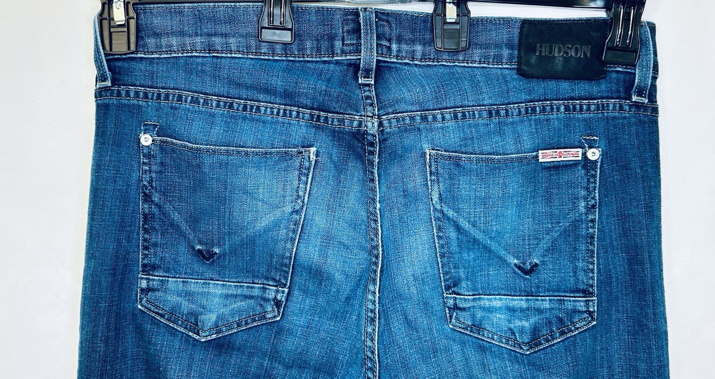 Hudson Jeans Mens 33x32 Byron Five Pocket Straight Blue Button-Fly Preppy City
