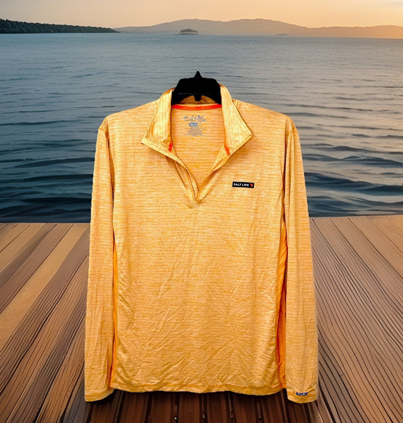 Salt Life Performance SLX Uvapor 1/4 Zip Pullover Orange Size L (Missing Zipper)