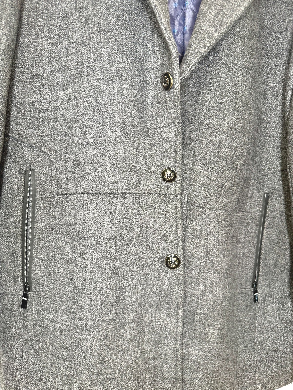 Jingpinfushi Mens L Wool Blend Overcoat Gray Quilted Lined 3 Button Coat Jacket