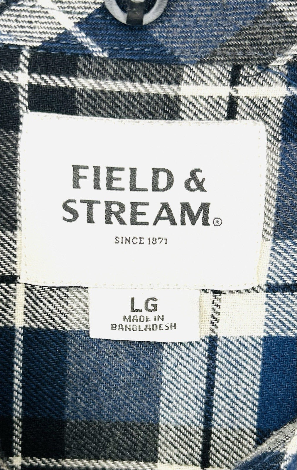 Field & Stream Flannel Shirt Mens Large Blue Plaid Button Up Casual Long Sleeve