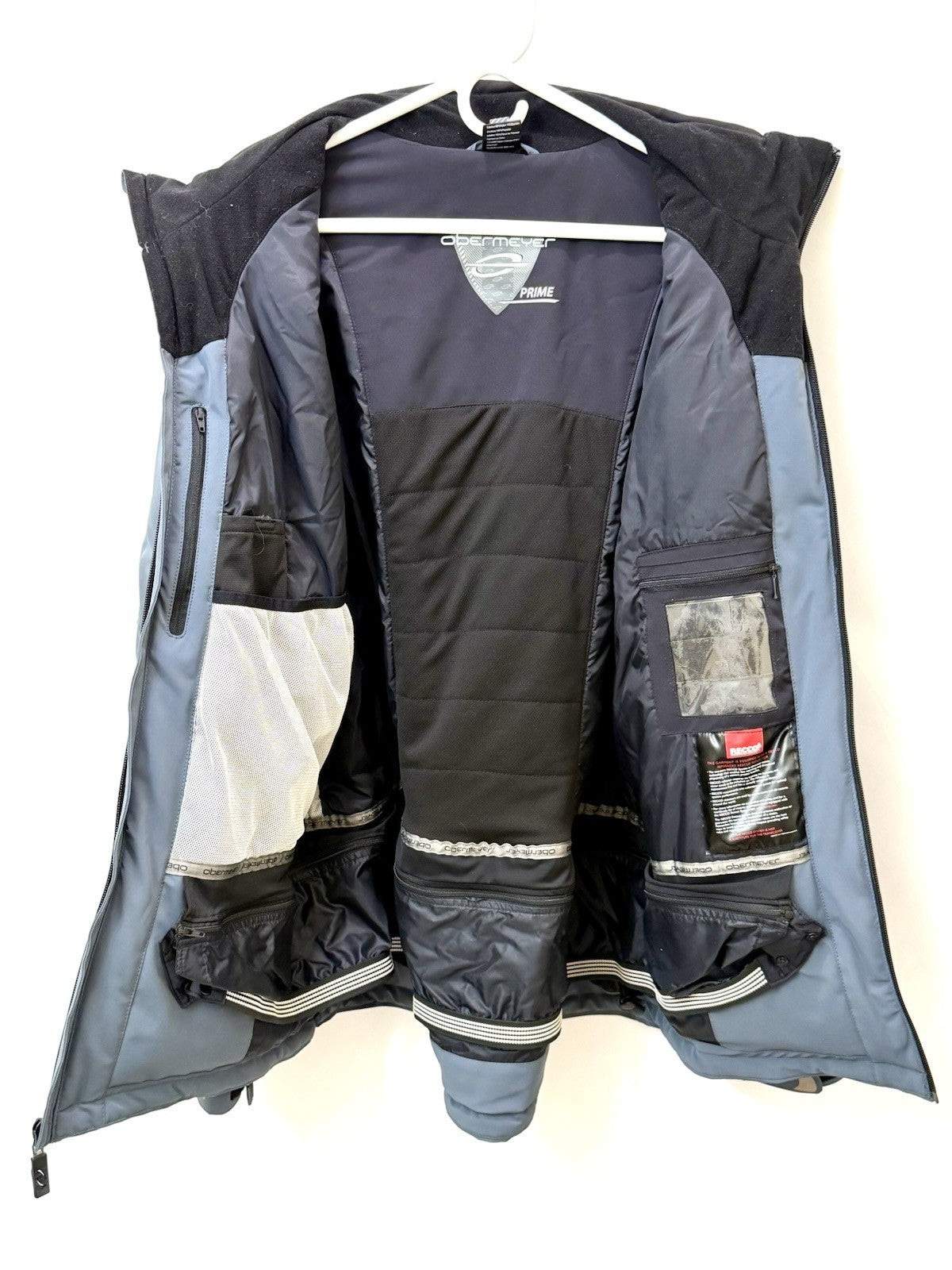 OBERMEYER PRIME Mens XL Ski Jacket RECCO HydroBlock Waterproof Slate Blue Coat