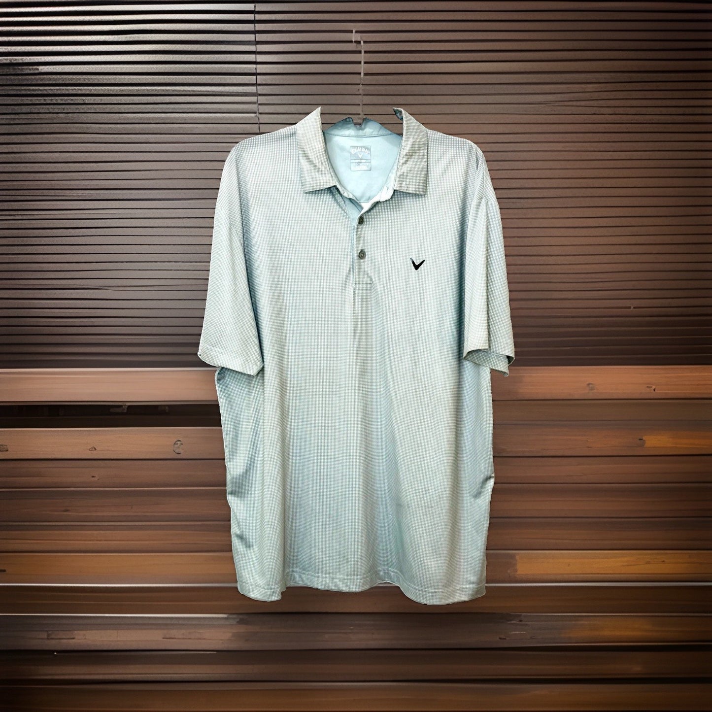 Callaway Golf Polo Shirt Mens XL Blue White Geometric Geometric Opti-Dri CGKSF0L