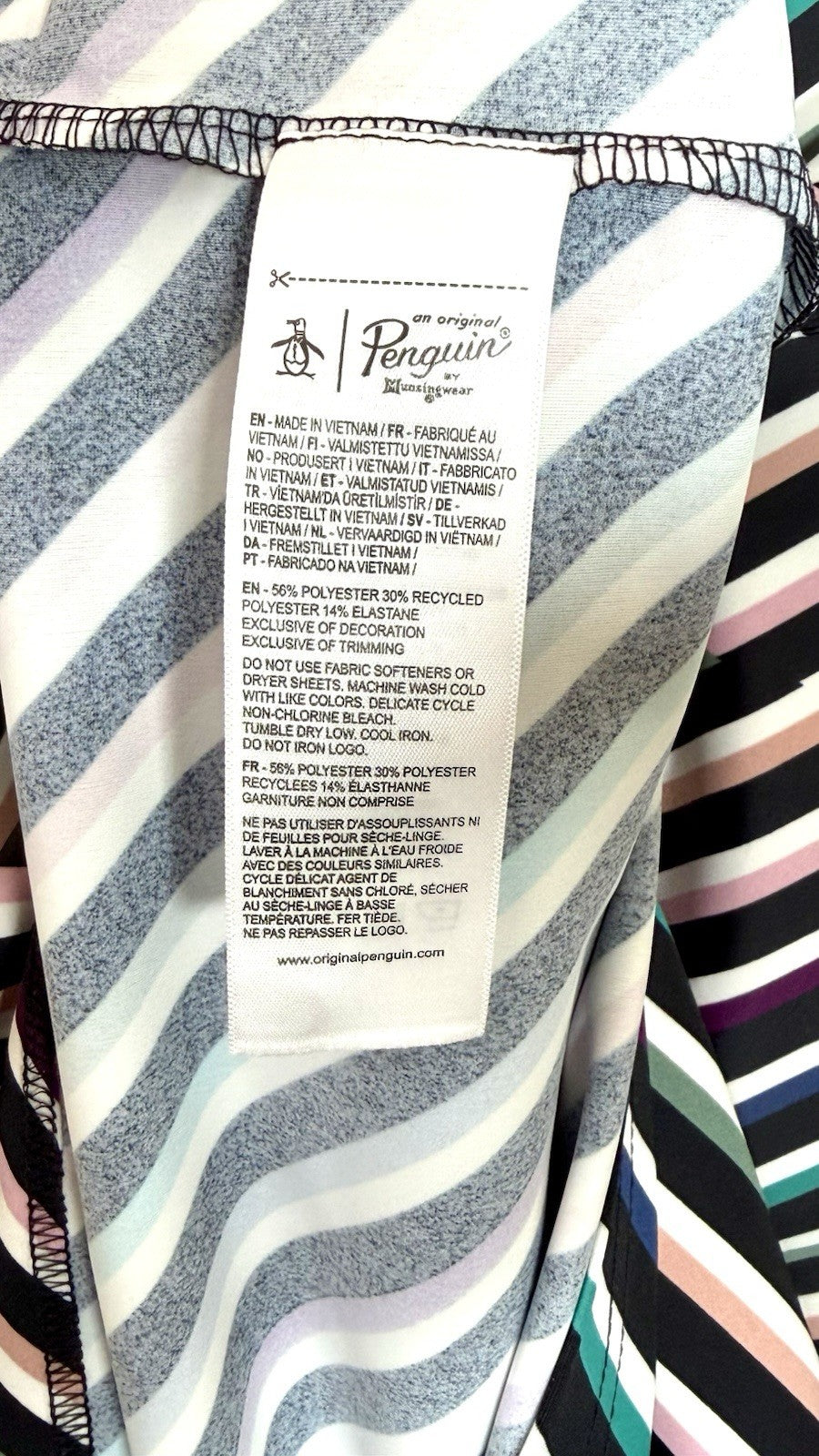 PENGUIN Men's Polo Shirt XL by Munsingwear Performance Stretch Golf Multi Strip