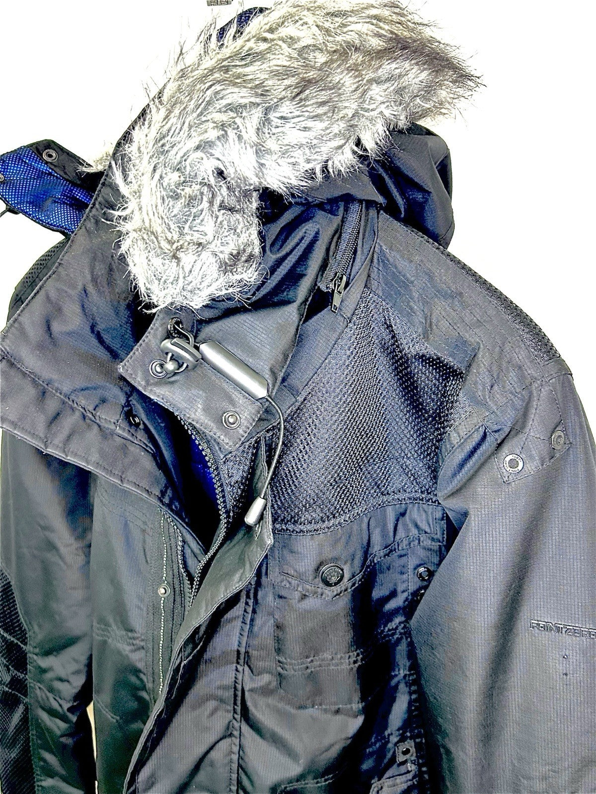 Point Zero Canadian Black/Blue Hooded Jacket Size Men’s Large