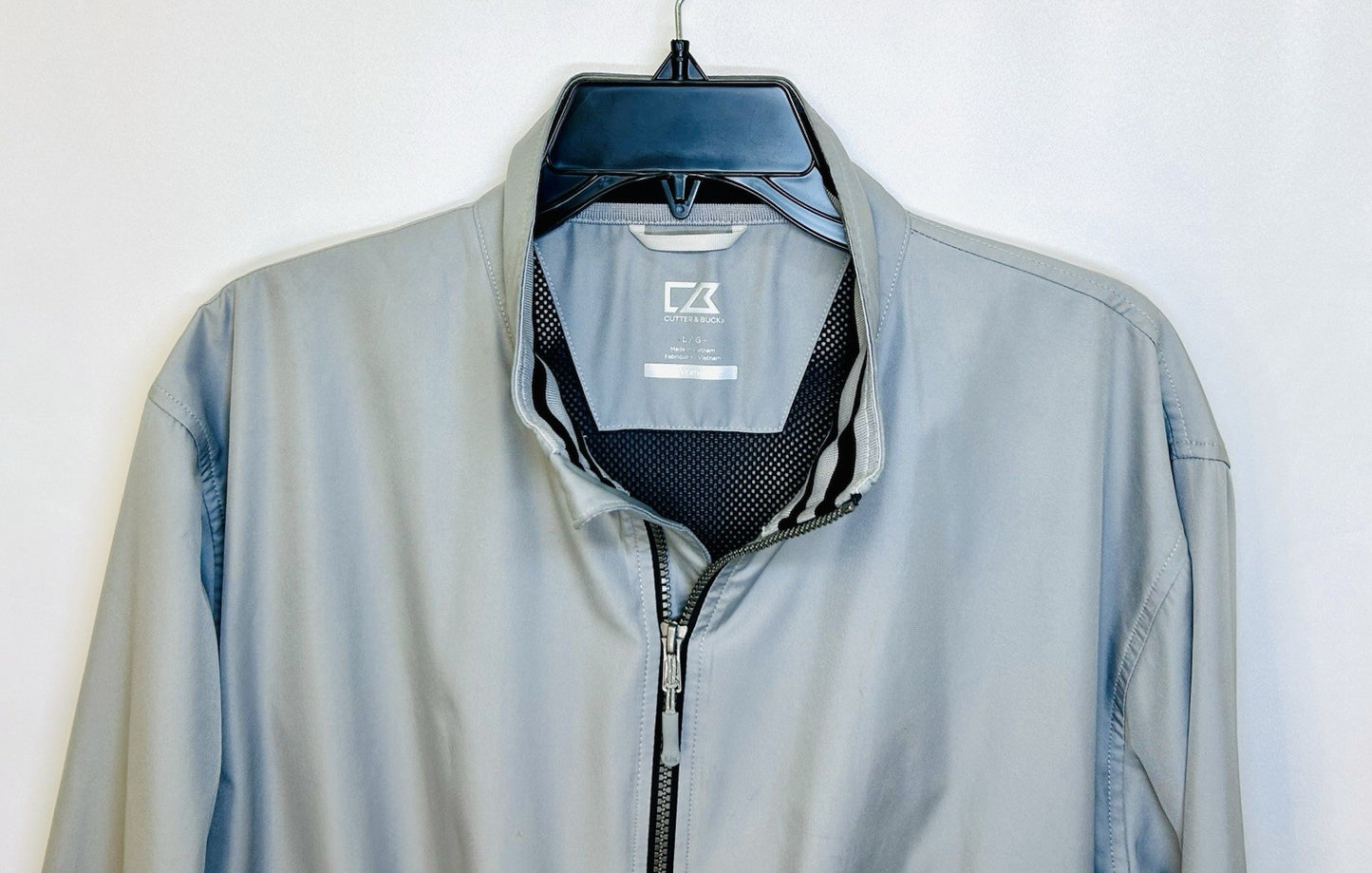 CUTTER BUCK CB WeatherTec ZipUp Windbreaker Gray Vented Wind Resistant  SZ Large
