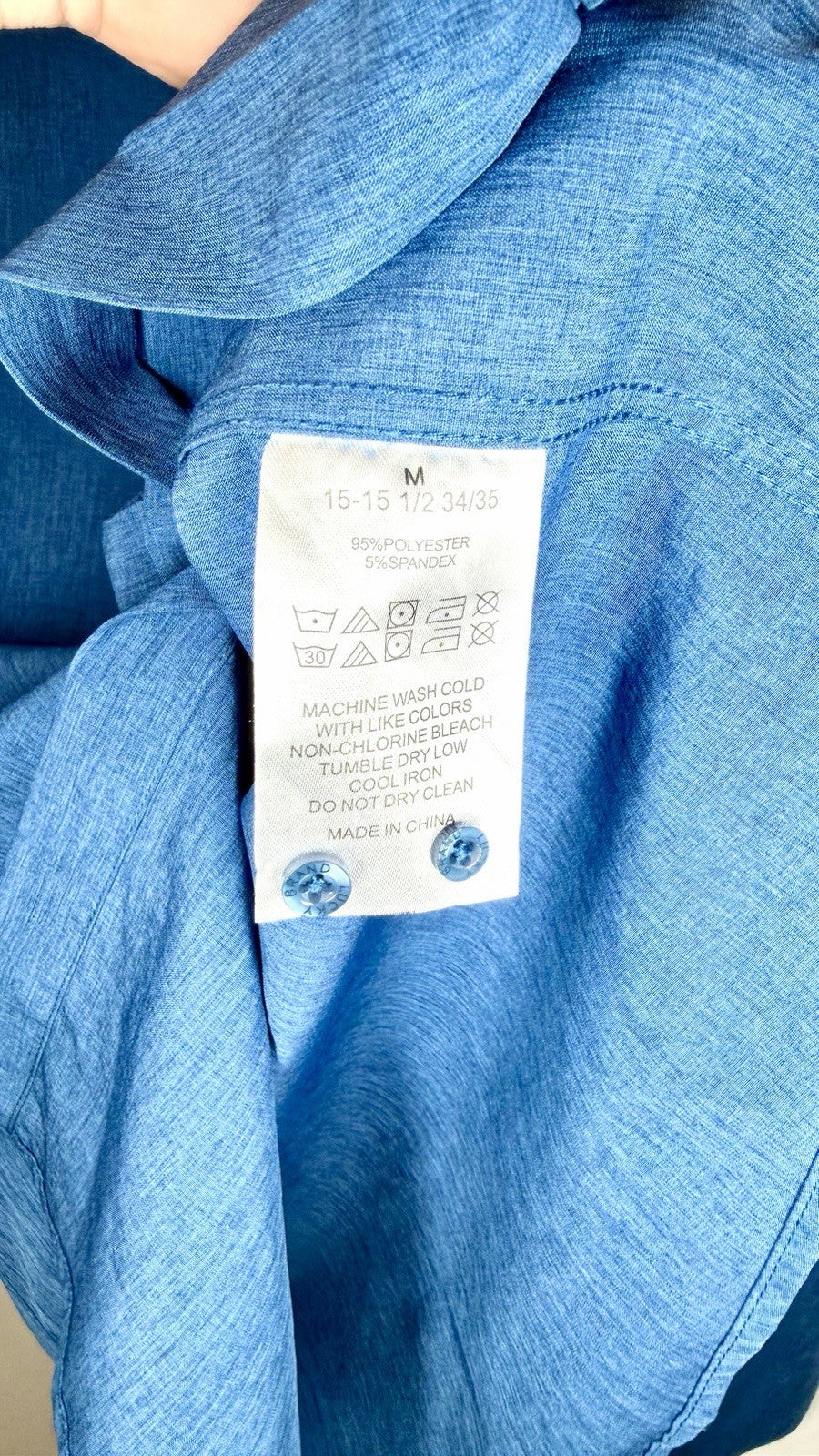 Lucky Brand 4 Way Stretch Slim Fit Western Classic Dress Shirt Sz M Medium Blue