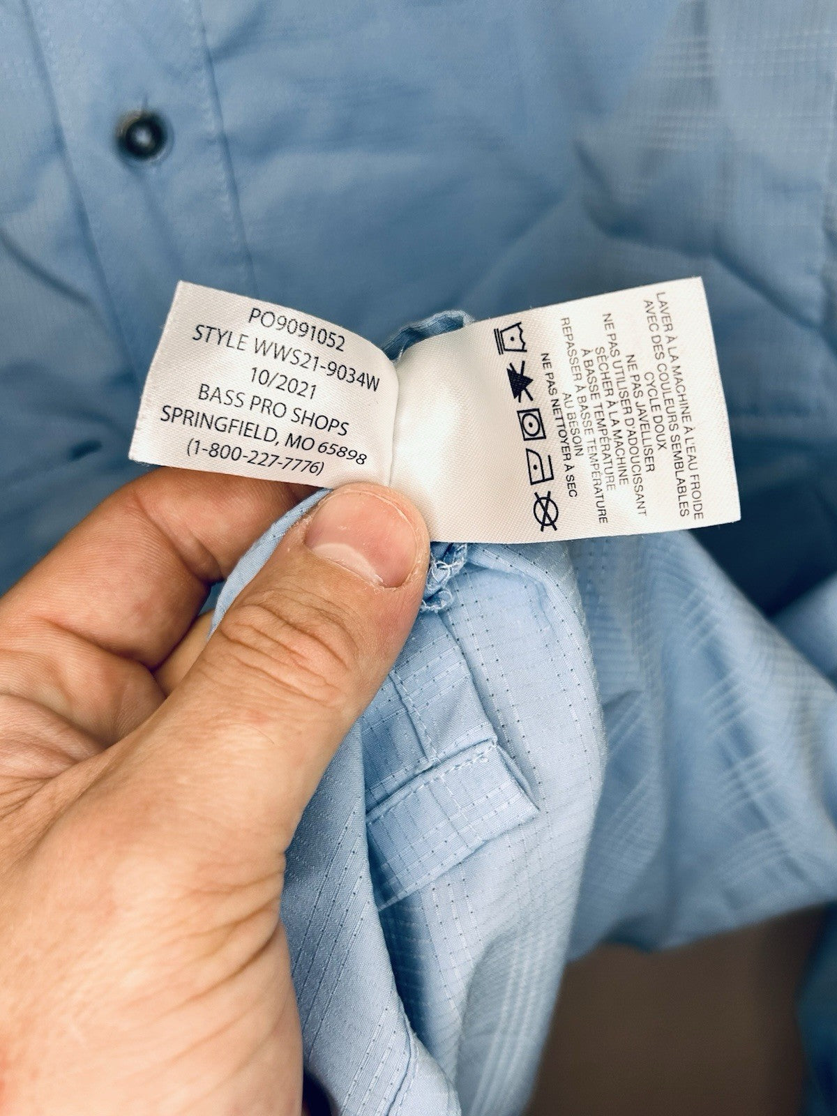 World Wide Sportsman Light Blue Long Sleeve Fisherman Button Up Shirt Men’s XL