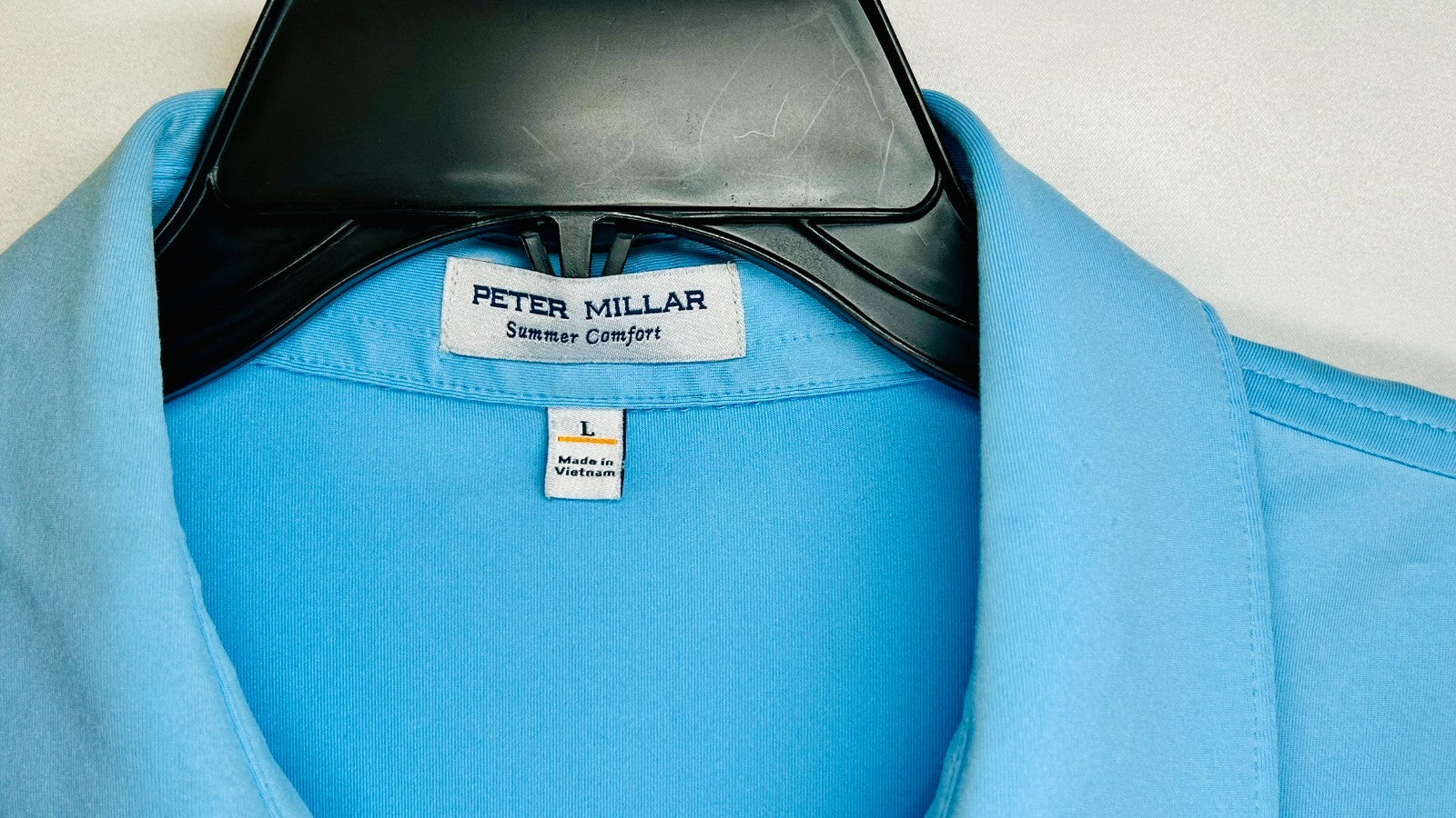 Peter Millar Summer Comfort Polo Shirt Mens Large Blue Golf Embroidered Wicking