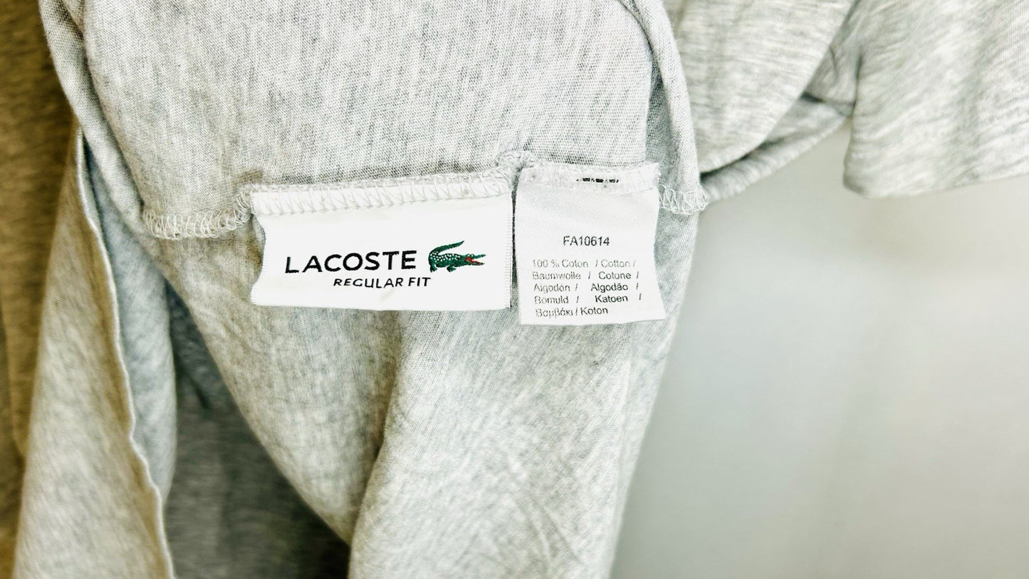 LACOSTE Pima Cotton GREY HEATHER V-Neck T-Shirt French , US Large