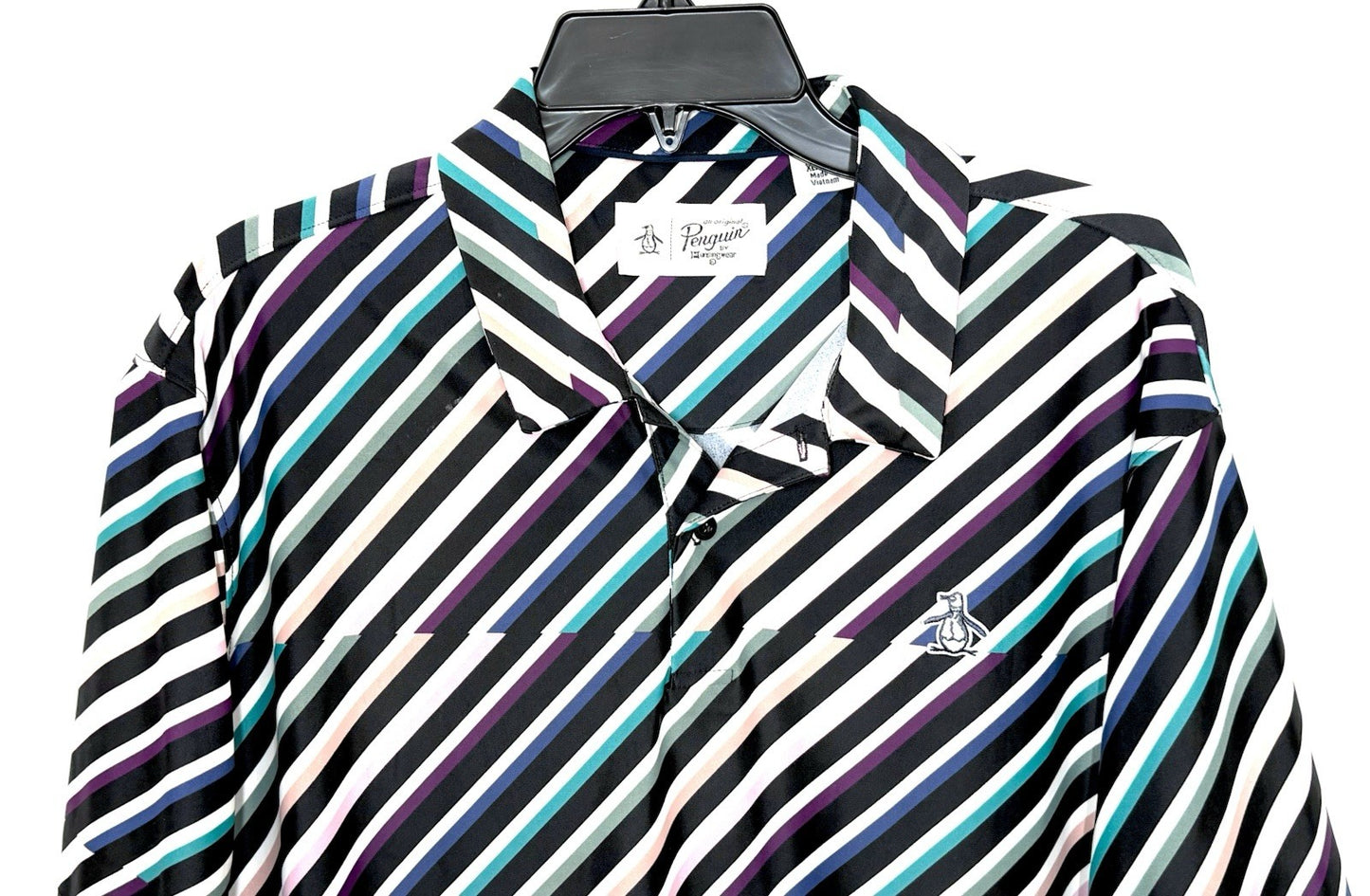 PENGUIN Men's Polo Shirt XL by Munsingwear Performance Stretch Golf Multi Strip