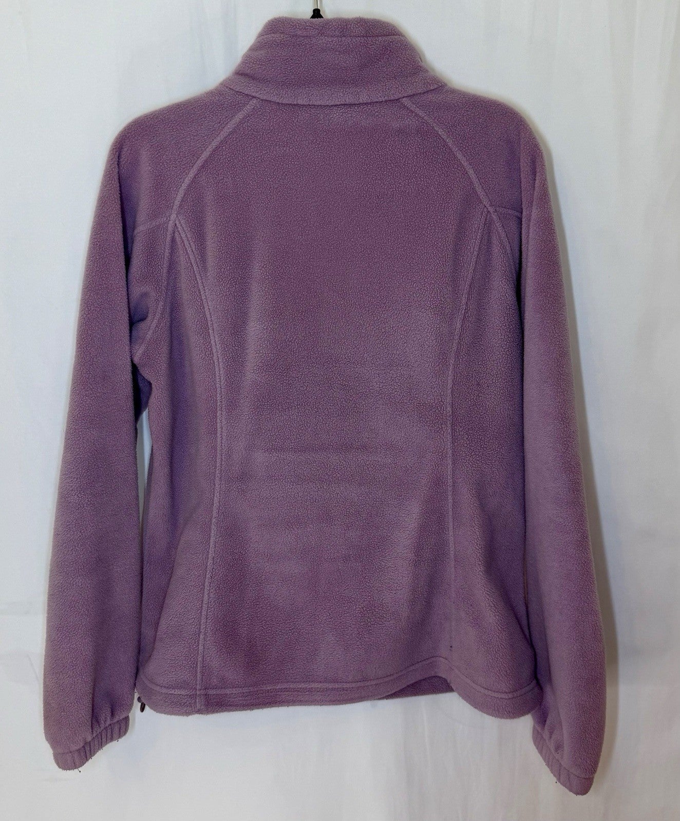 Columbia Women's Gray Polyester Jacket L Full Zip Solid Fleece Pockets Purple