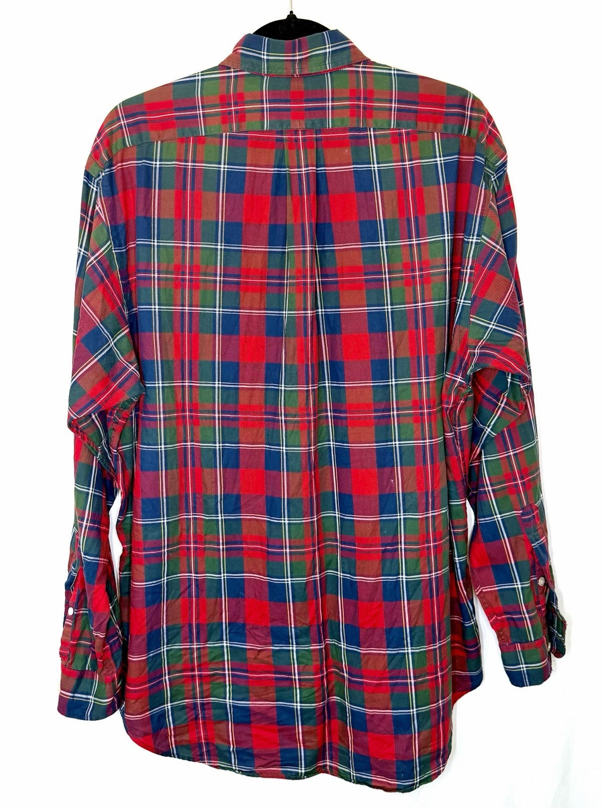 RALPH LAUREN GOLF  Button Down Shirt Sz M Tilden Cotton Tartan Plaid Red LS Top