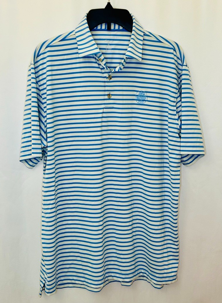 Harlestons Heritage Tailored Fit Striped Golf Polo Shirt Men’s Large Blue/Yellow