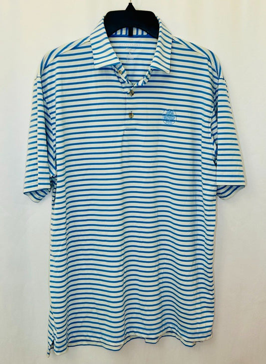 Harlestons Heritage Tailored Fit Striped Golf Polo Shirt Men’s Large Blue/Yellow