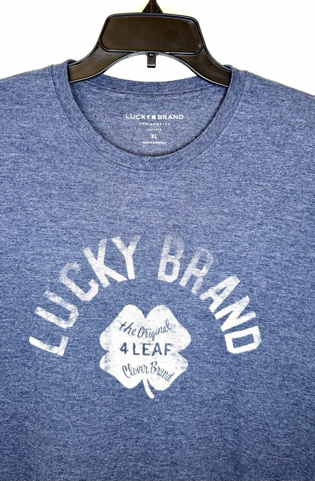 Lucky Brand Shirt Men's XL Blue The Original 4 Leaf Clover Brand Short Sleeve