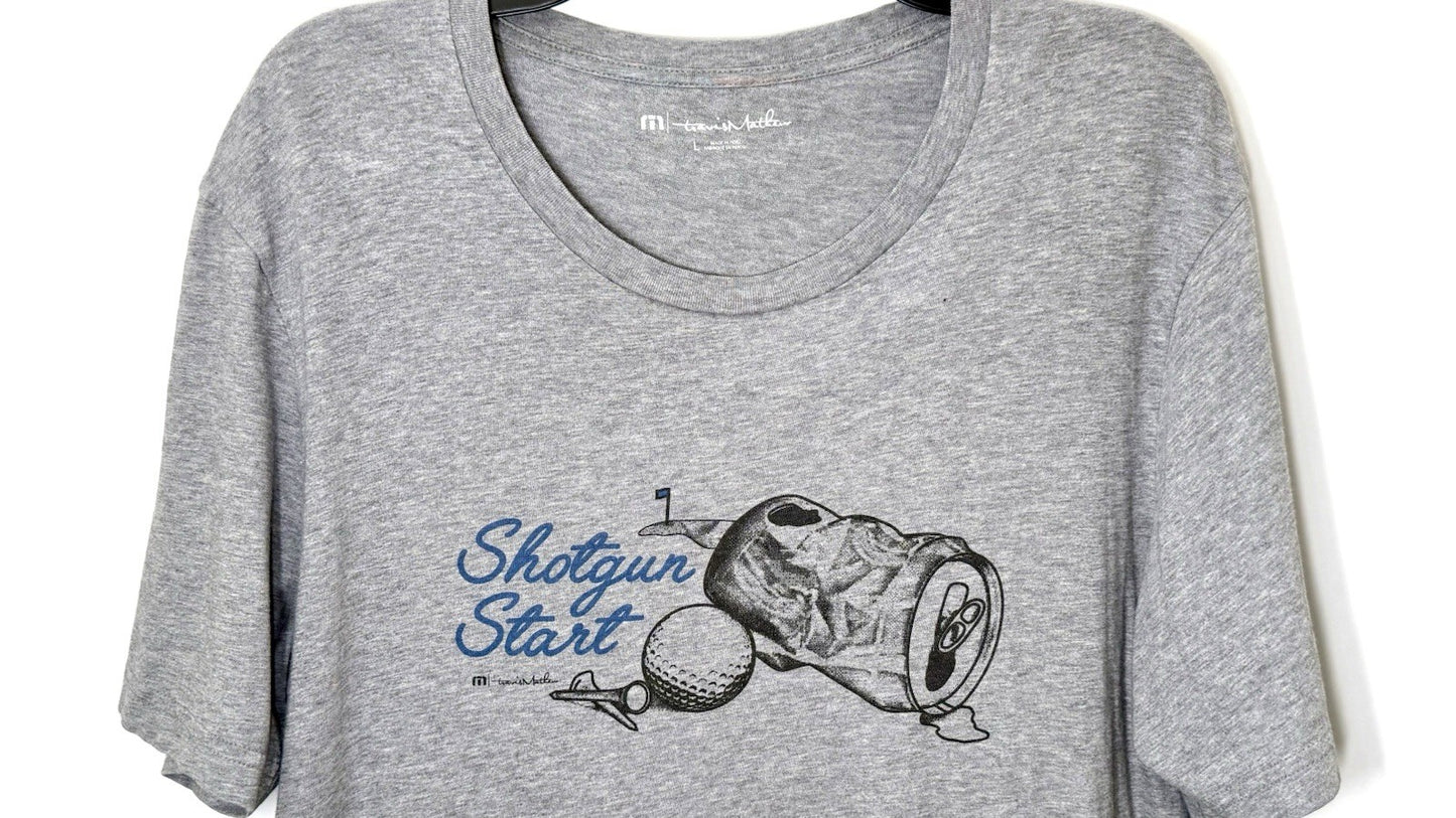 Travis Mathew Shotgun Start T-Shirt Mens Large Gray Pima Cotton Short Sleeve