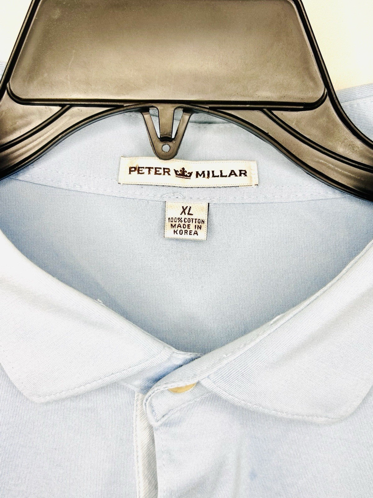 Peter Millar Polo Shirt Men L Blue Golf Logo Summer Comfort Short Sleeve Stretch