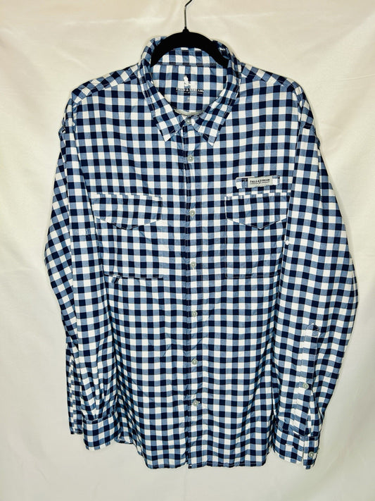 Field & Stream Men's Long Sleeve Latitude Fishing Shirt Gingham Navy/White XL