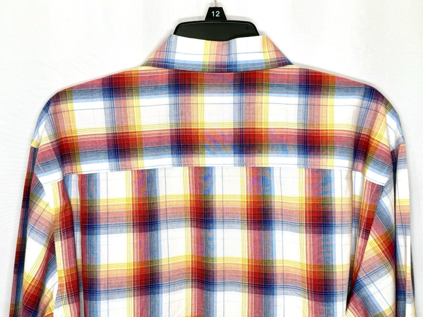 Alan Flusser Mens Shirt Medium M Rainbow Plaid Cotton Long Sleeve Button Down