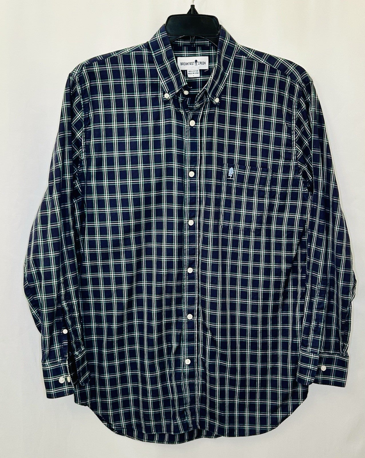 Breakfast Creek Blue/Green Checkered Long Sleeve Button Up Shirt