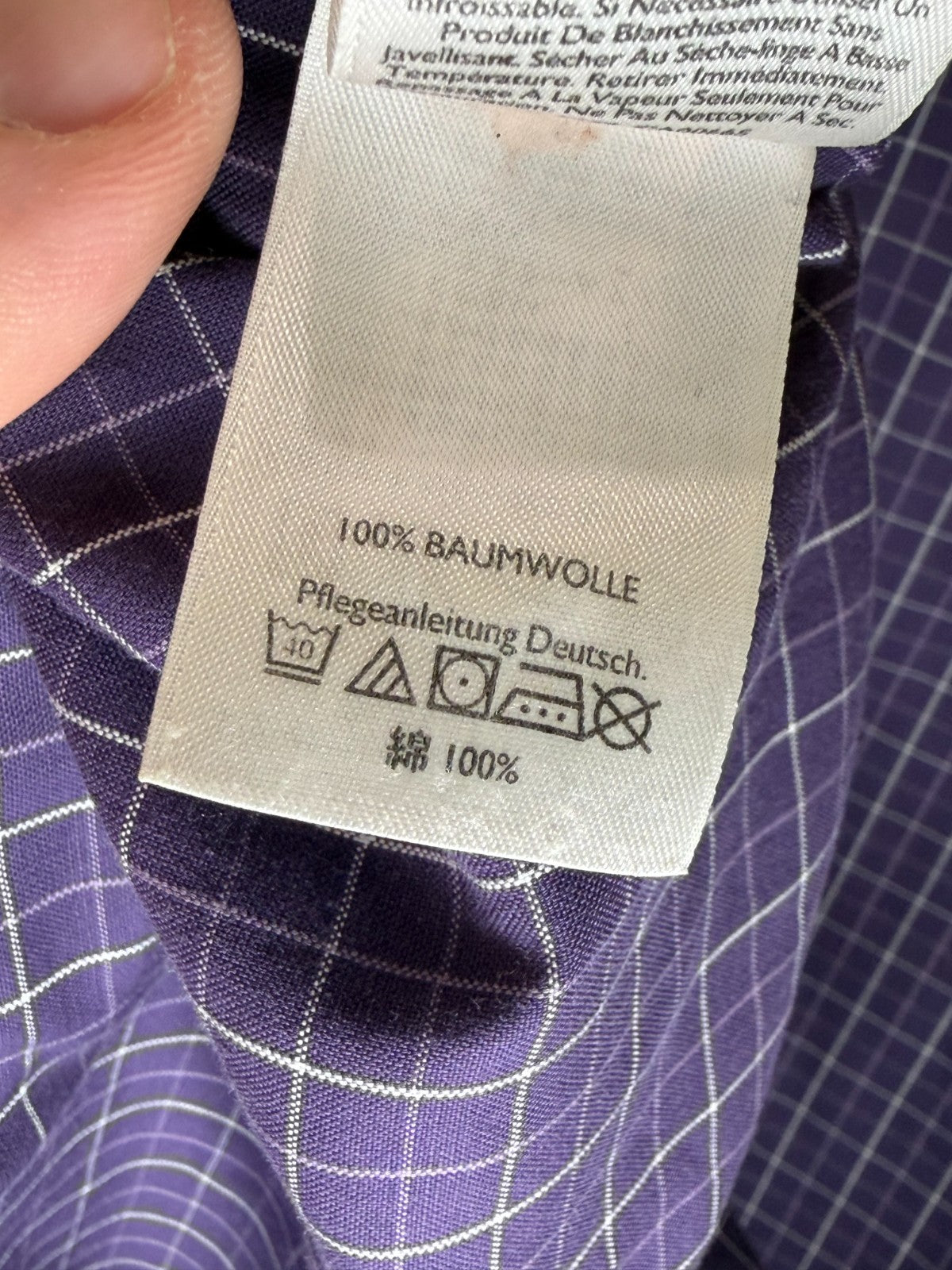 Eddie Bauer Mens Shirt XL Purple Windowpane Grid Wrinkle Resistant Relaxed Fit