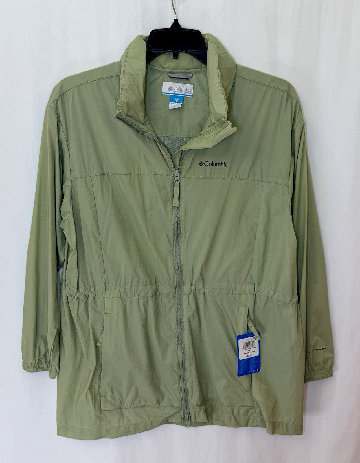 NWT Columbia Women’s Windbreaker Zip-Up Jacket Water Resistant Sage Green Hooded